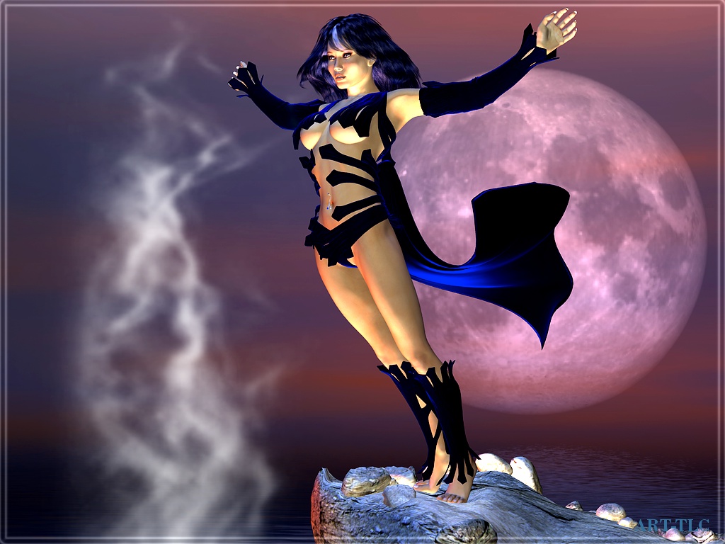 free woman wallpaper,fictional character,cg artwork,superhero,moon,illustration