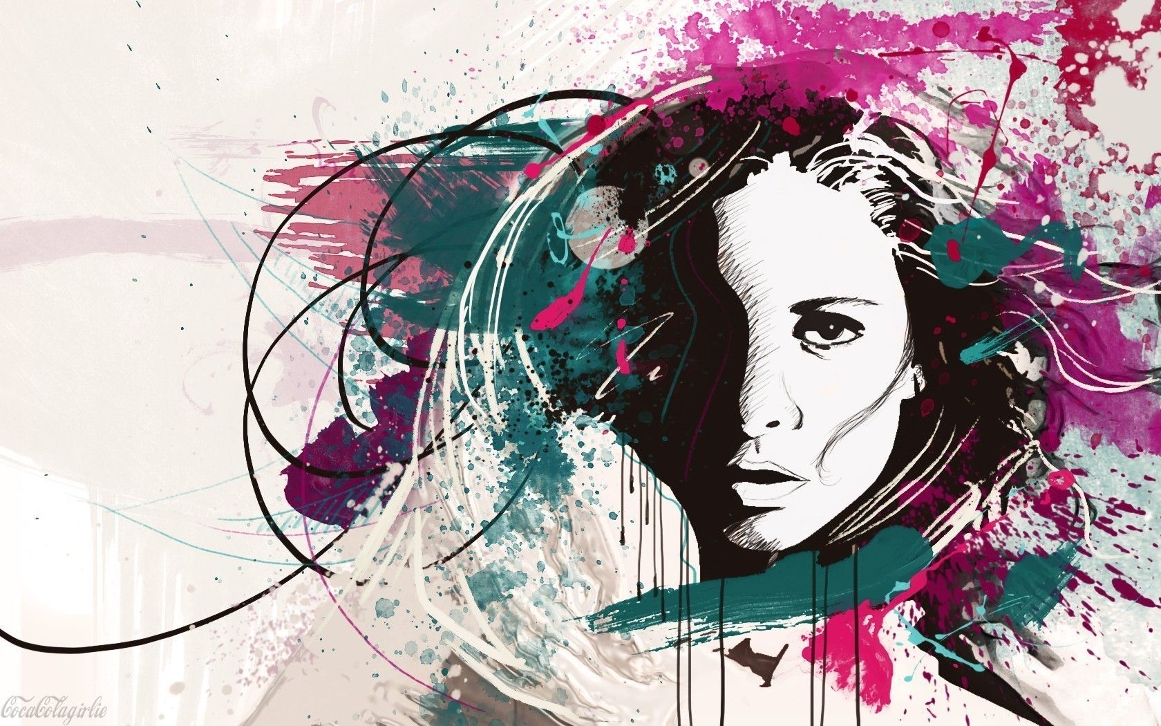 woman painting wallpaper,illustration,graphic design,art,pink,magenta