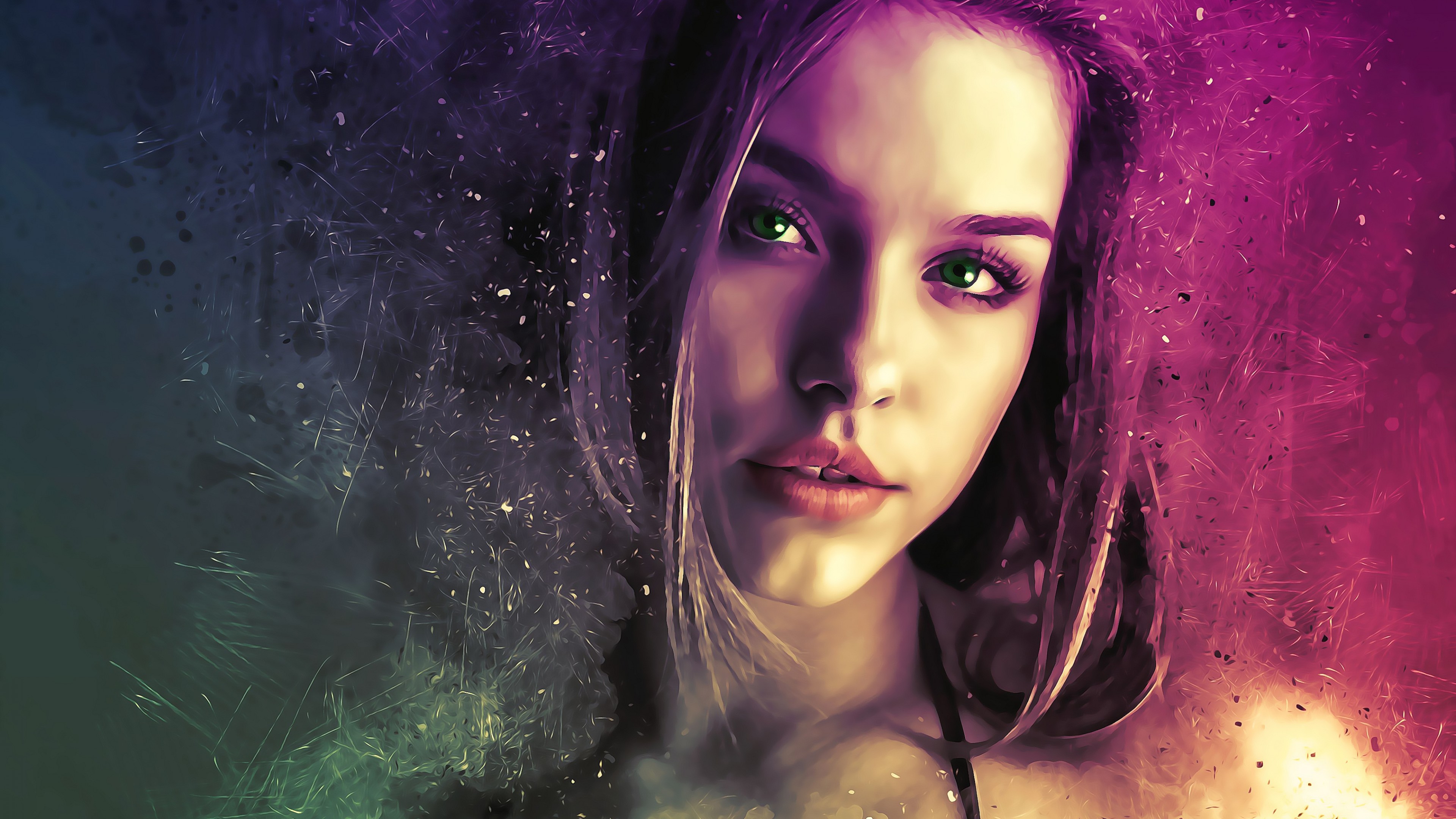 free woman wallpaper,face,hair,purple,beauty,cg artwork