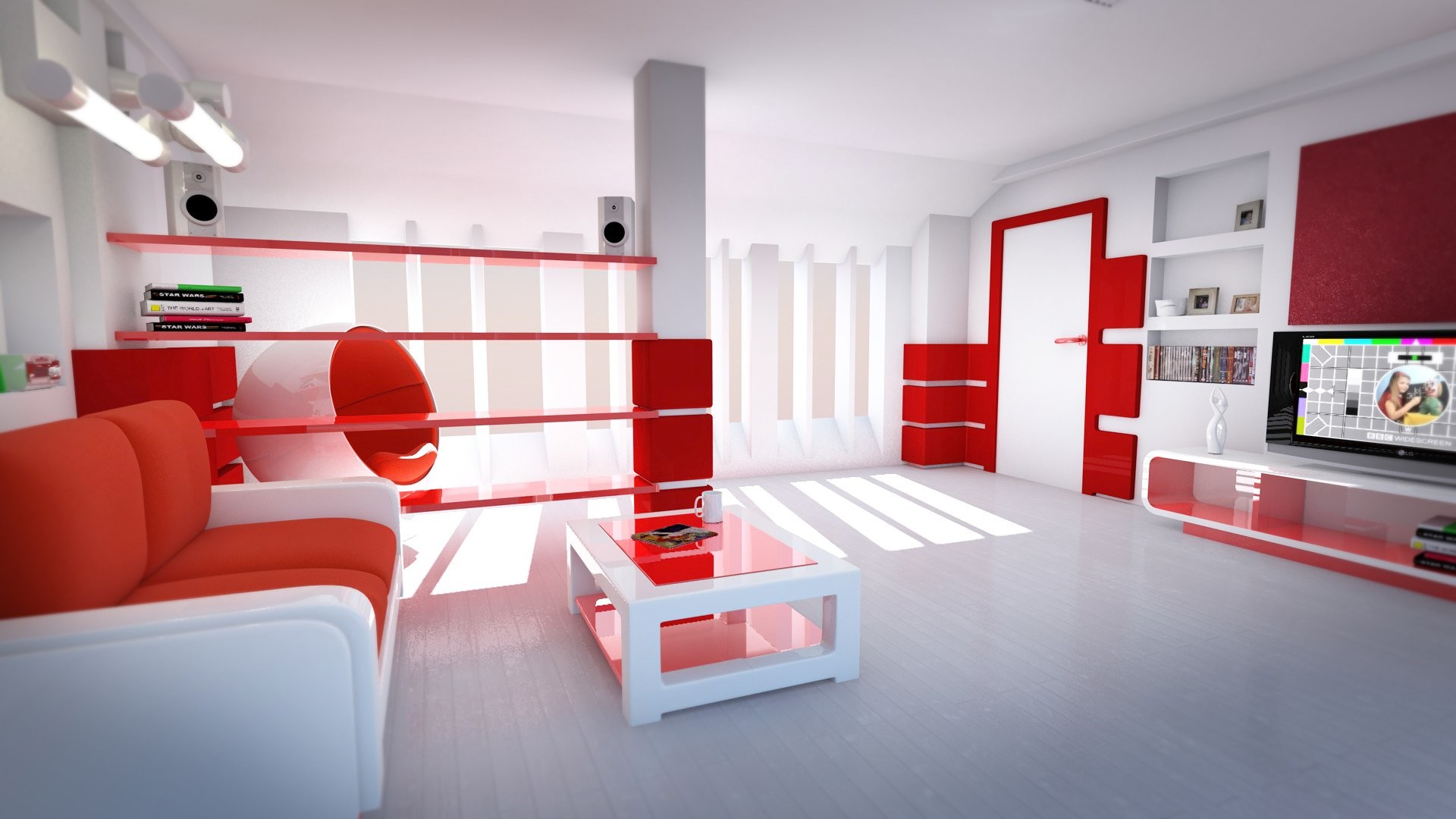 wallpapers for tv room,red,interior design,room,shelf,furniture