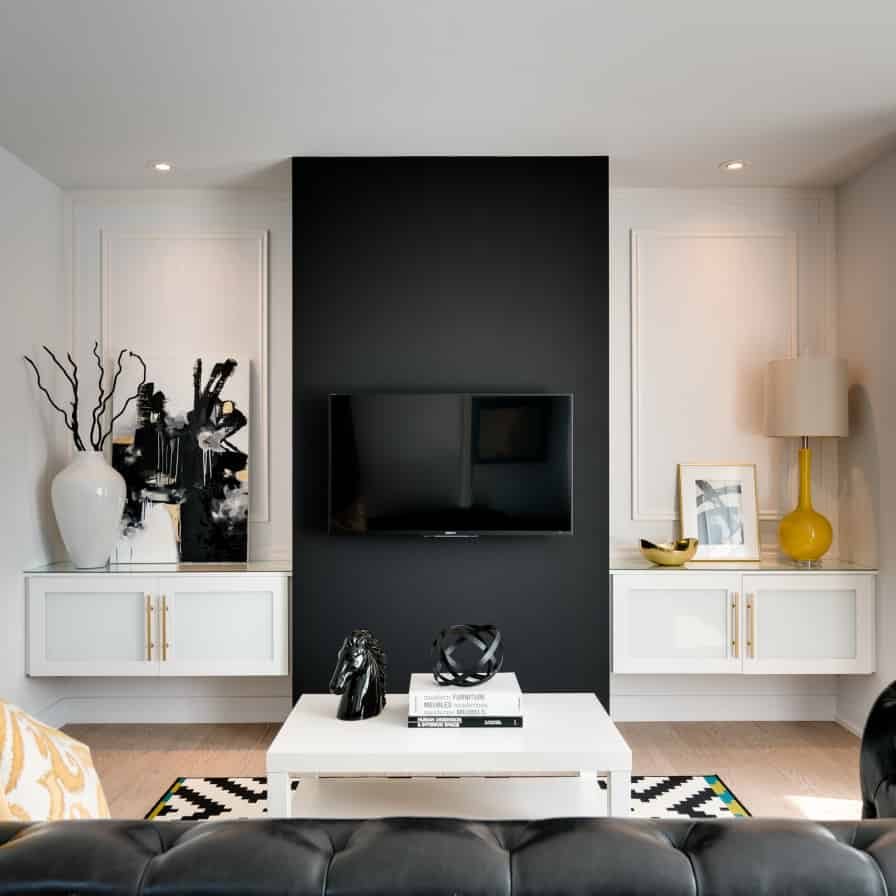 wallpaper behind tv,furniture,room,living room,black,white