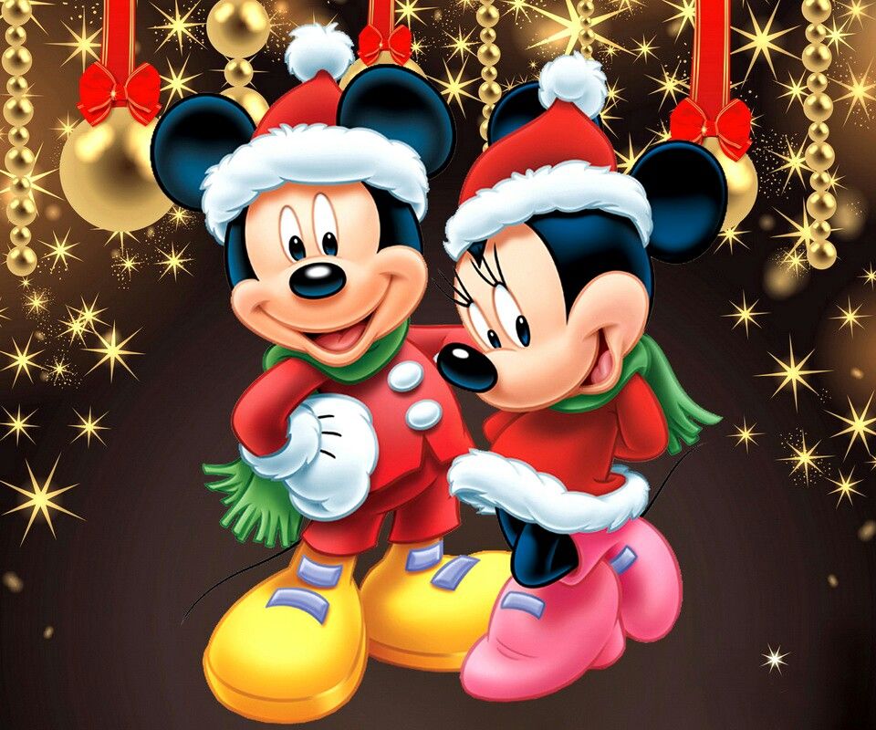 mickey mouse christmas wallpaper,animated cartoon,cartoon,christmas,christmas ornament,christmas eve