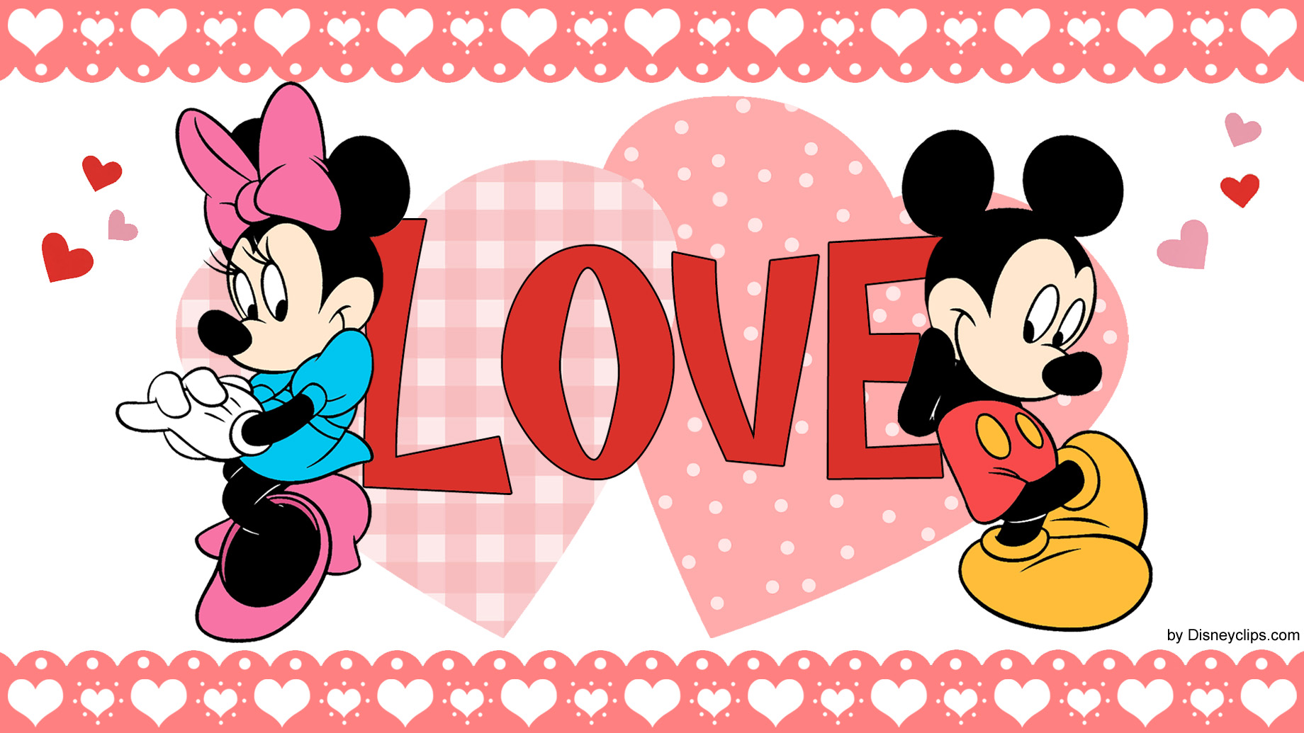 mickey mouse love wallpaper,cartoon,text,font,clip art,illustration.