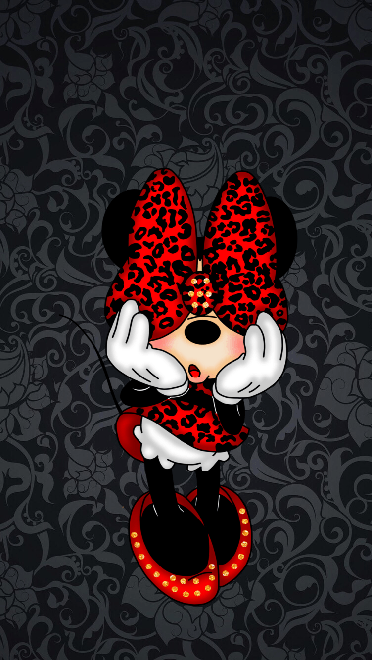 sfondo di minnie mouse per iphone,rosso,cartone animato,illustrazione,cranio,maglietta