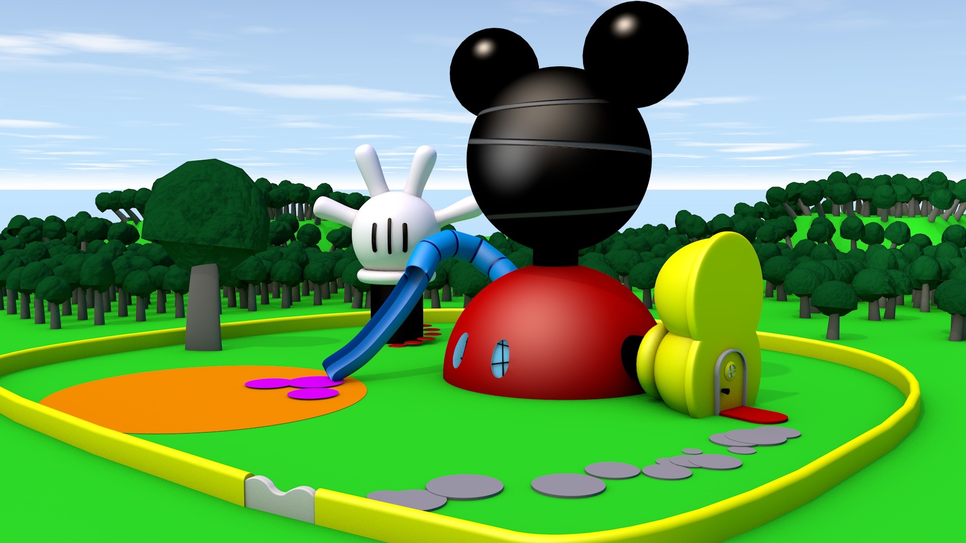 mickey mouse clubhaus tapete,karikatur,grün,spiele,illustration,spaß