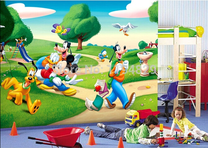 mickey mouse wallpaper für schlafzimmer,animierter cartoon,karikatur,abspielen,illustration,freizeit