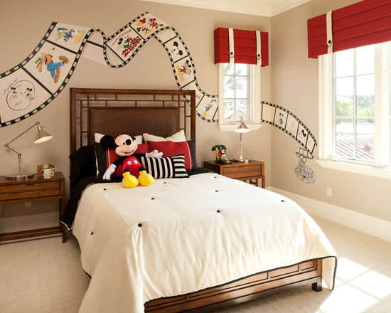 침실 미니 마우스 벽지,침실,침대,가구,방,특성