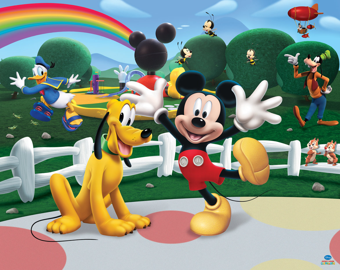 mickey mouse clubhaus tapete,karikatur,animierter cartoon,erfundener charakter,spiele,illustration