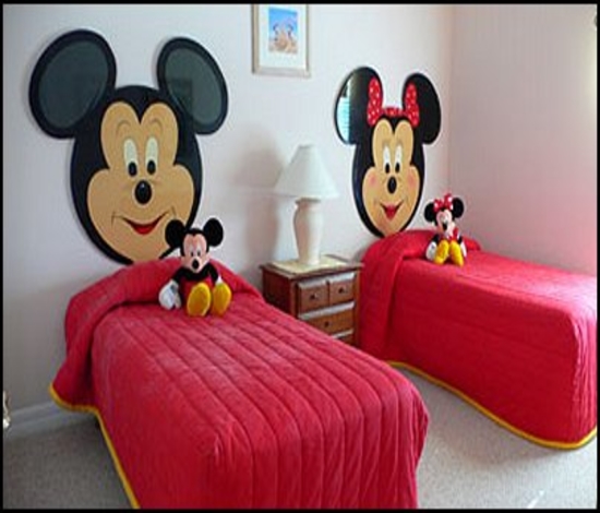 mickey mouse wallpaper for bedroom,bedroom,furniture,cartoon,room,bed