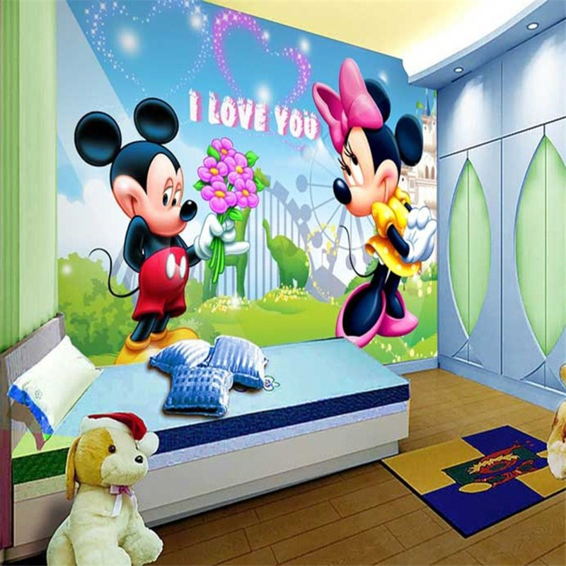 carta da parati di topolino per camera da letto,cartone animato,camera,sfondo,cartone animato,murale