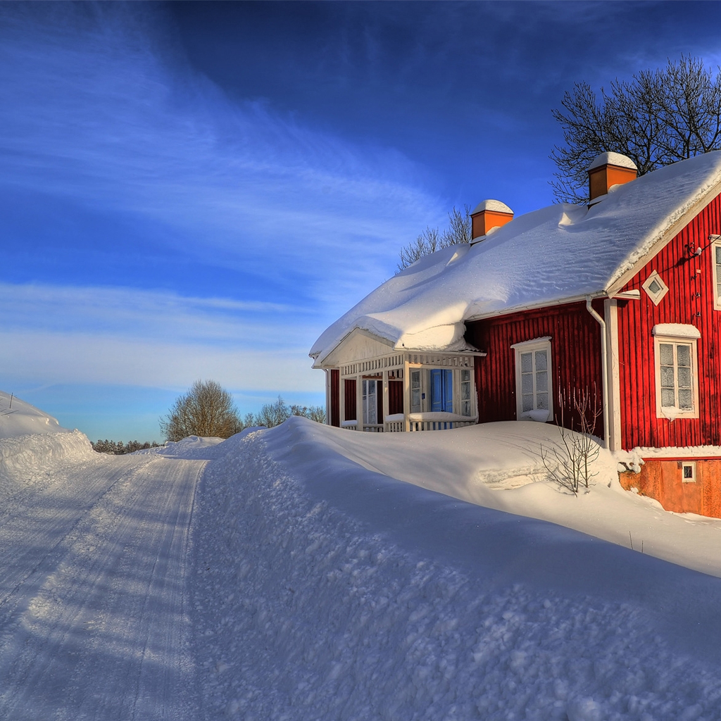 free wallpaper for ipad mini,home,snow,house,winter,property