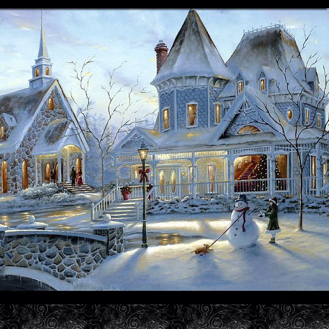 free wallpaper for ipad mini,winter,building,architecture,watercolor paint,snow