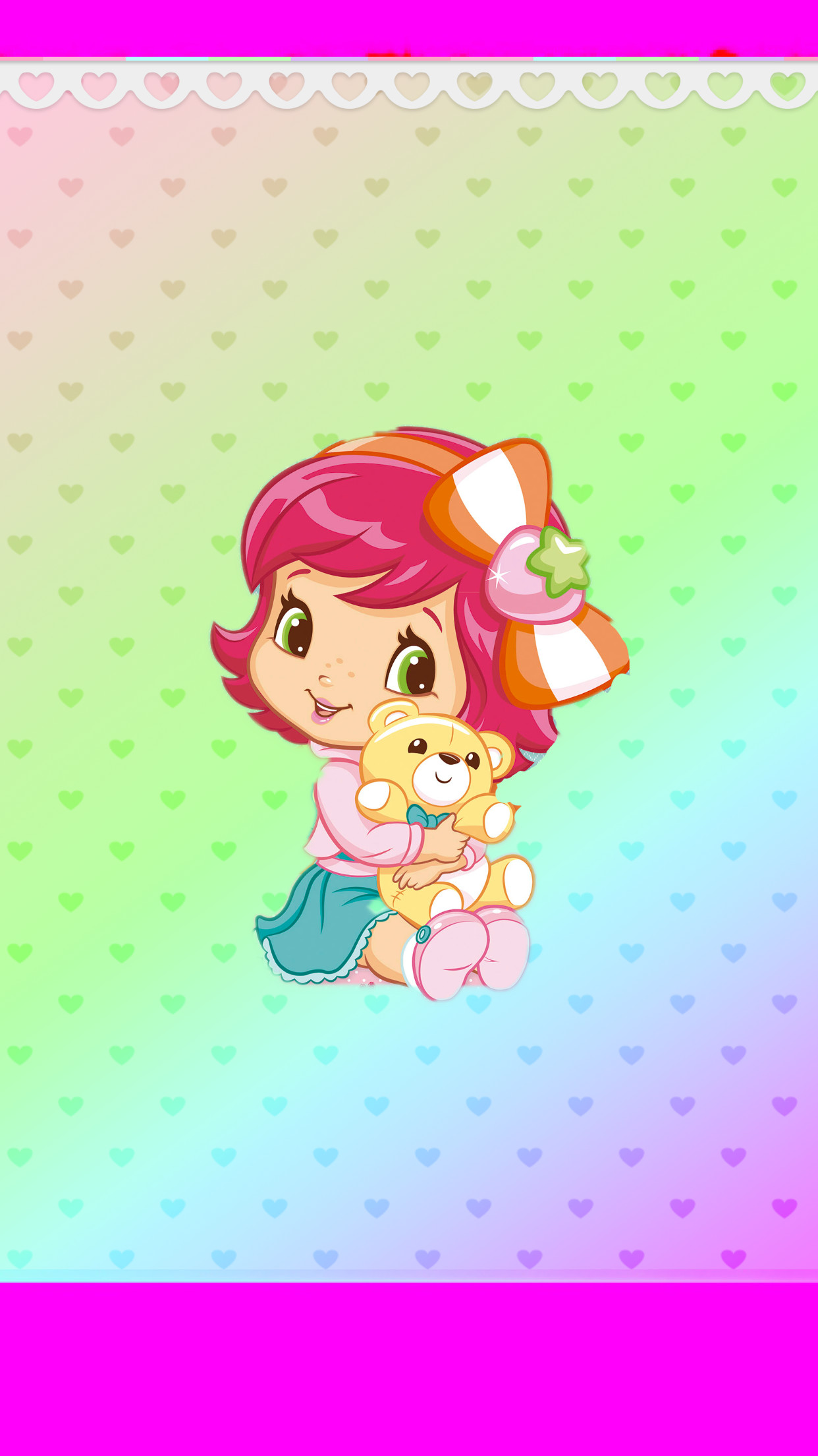 strawberry shortcake wallpaper,cartoon,illustration,pink,fictional character,animated cartoon