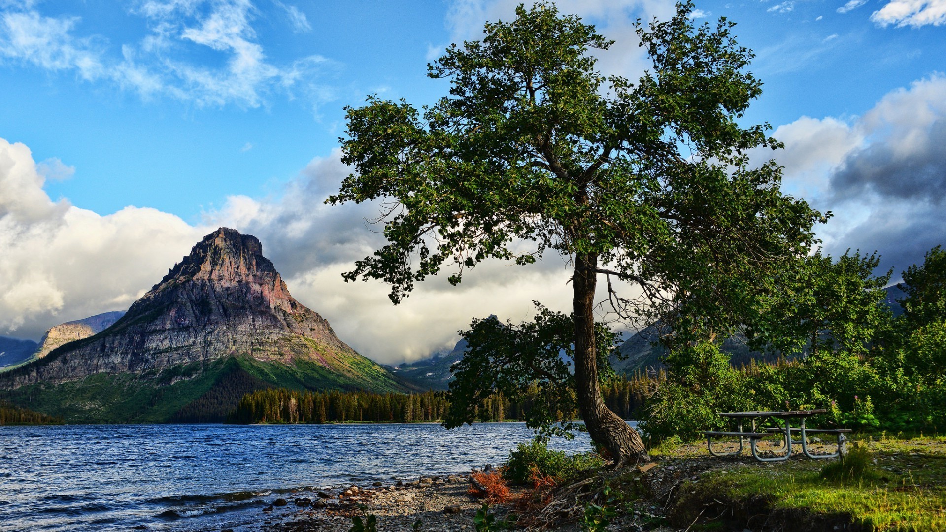 ウォーターパークの壁紙,自然の風景,自然,木,空,山