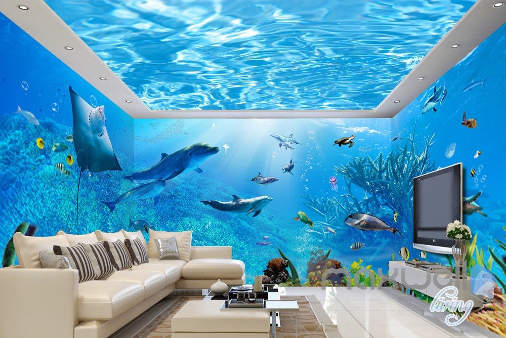 water wallpaper for walls,mural,wall,aquarium,underwater,wallpaper