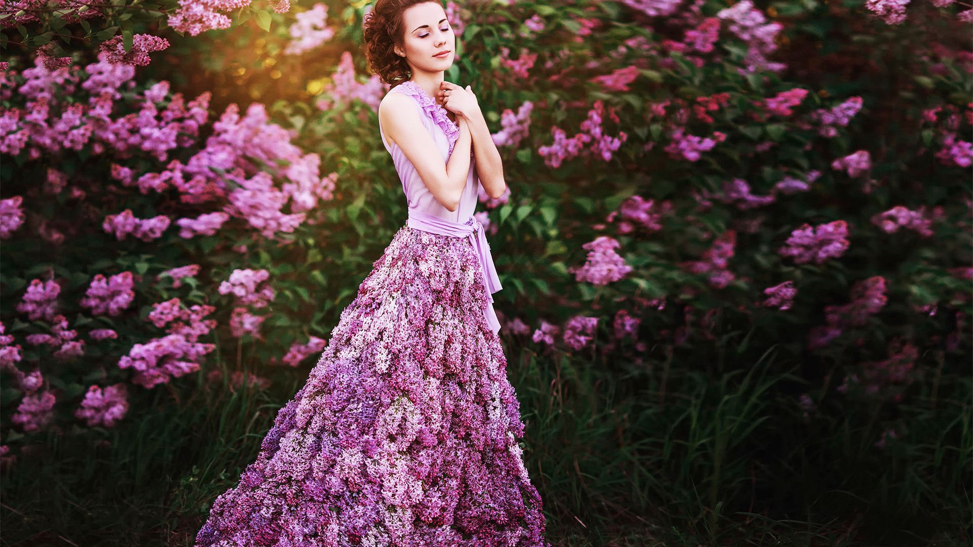 素敵な花の背景の壁紙,ドレス,ピンク,ライラック,紫の,衣類