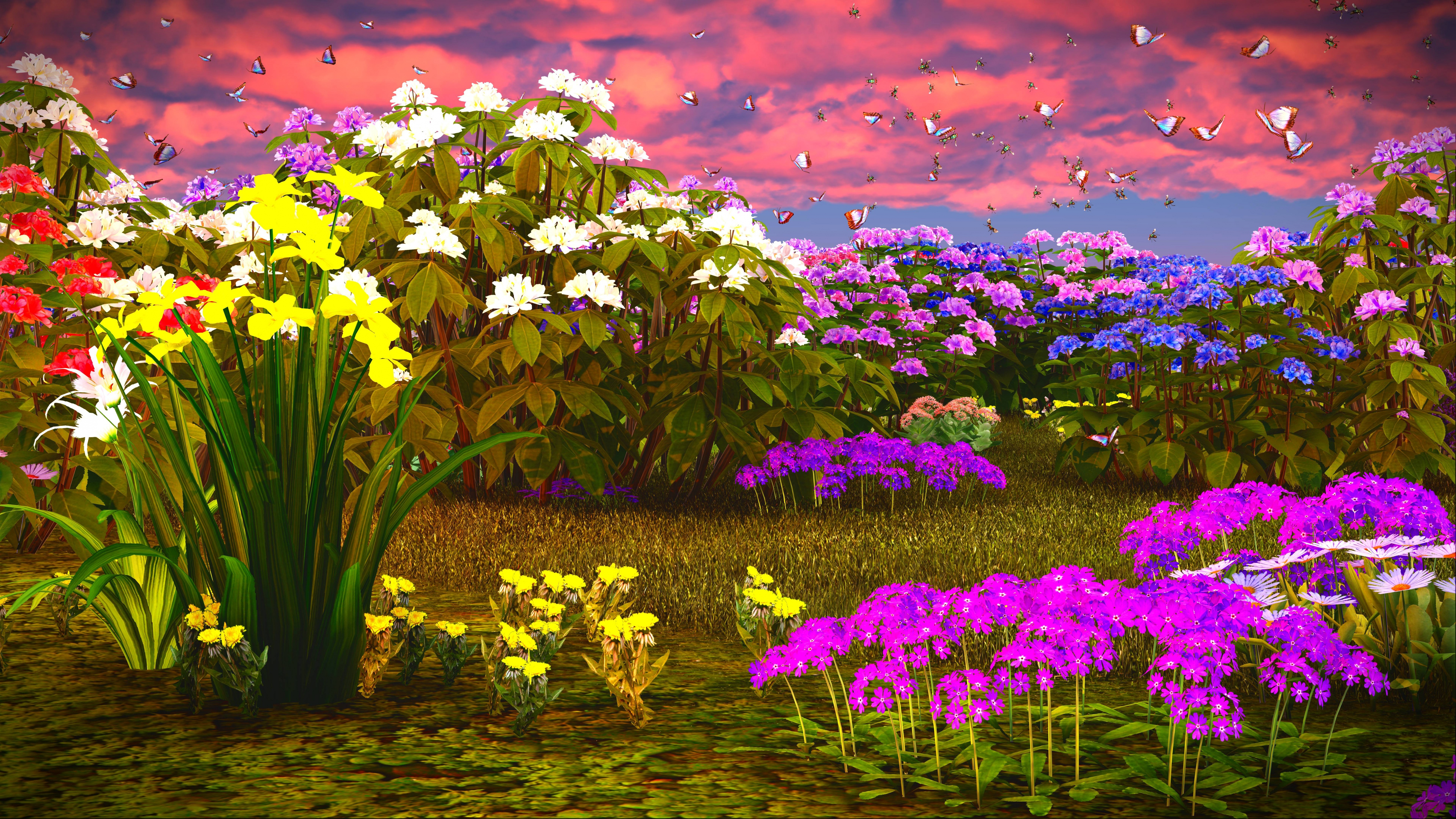 아름다운 3d 꽃 배경 화면,꽃 피는 식물,꽃,자연,자연 경관,식물
