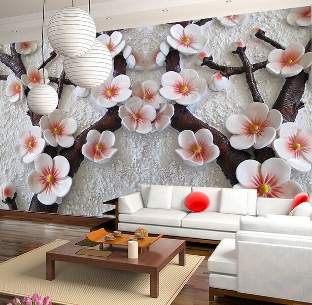 papel tapiz de flores para el dormitorio,sala,fondo de pantalla,habitación,naranja,pared