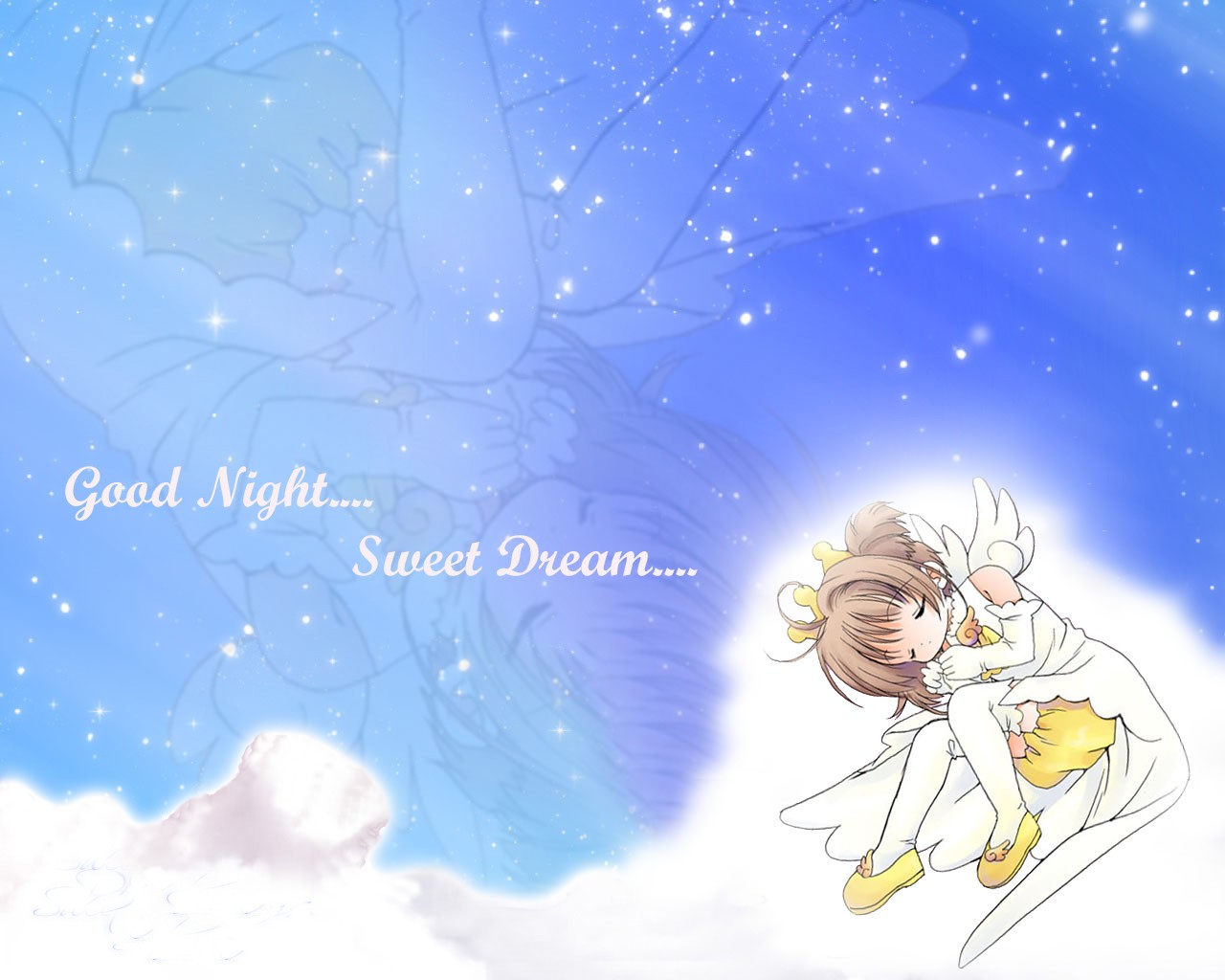 good night sweet wallpaper,sky,cartoon,fictional character,illustration,christmas eve