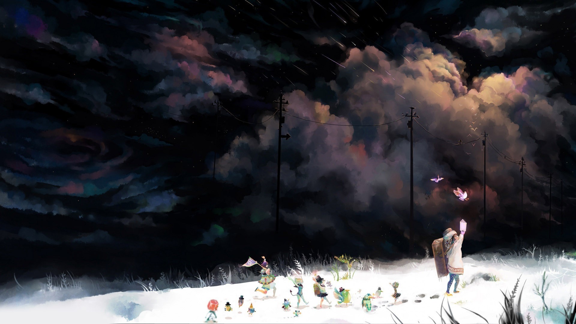 nacht wallpaper herunterladen,natur,himmel,atmosphäre,wolke,illustration