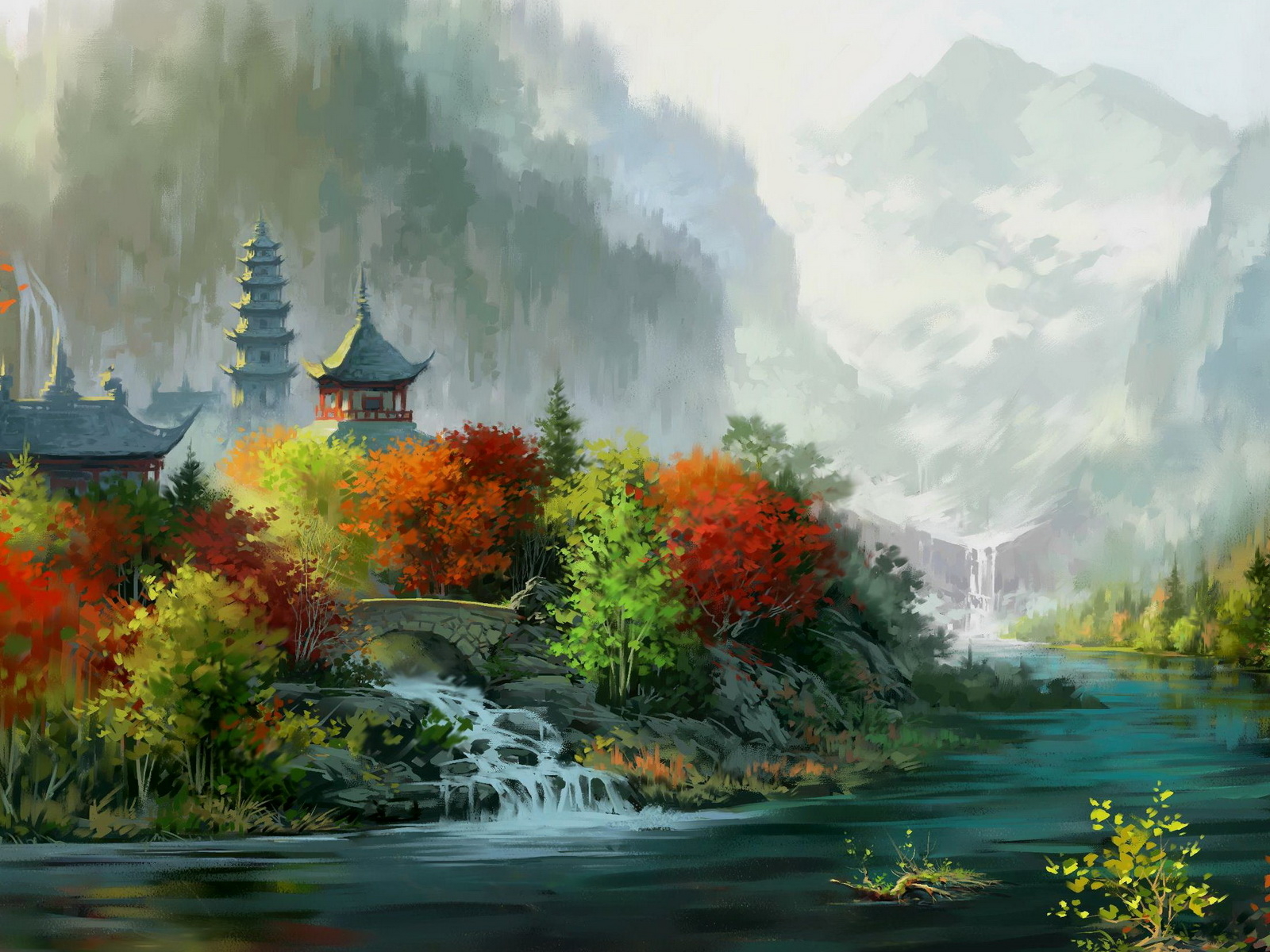 nice beautiful wallpaper,natural landscape,nature,painting,landscape,watercolor paint