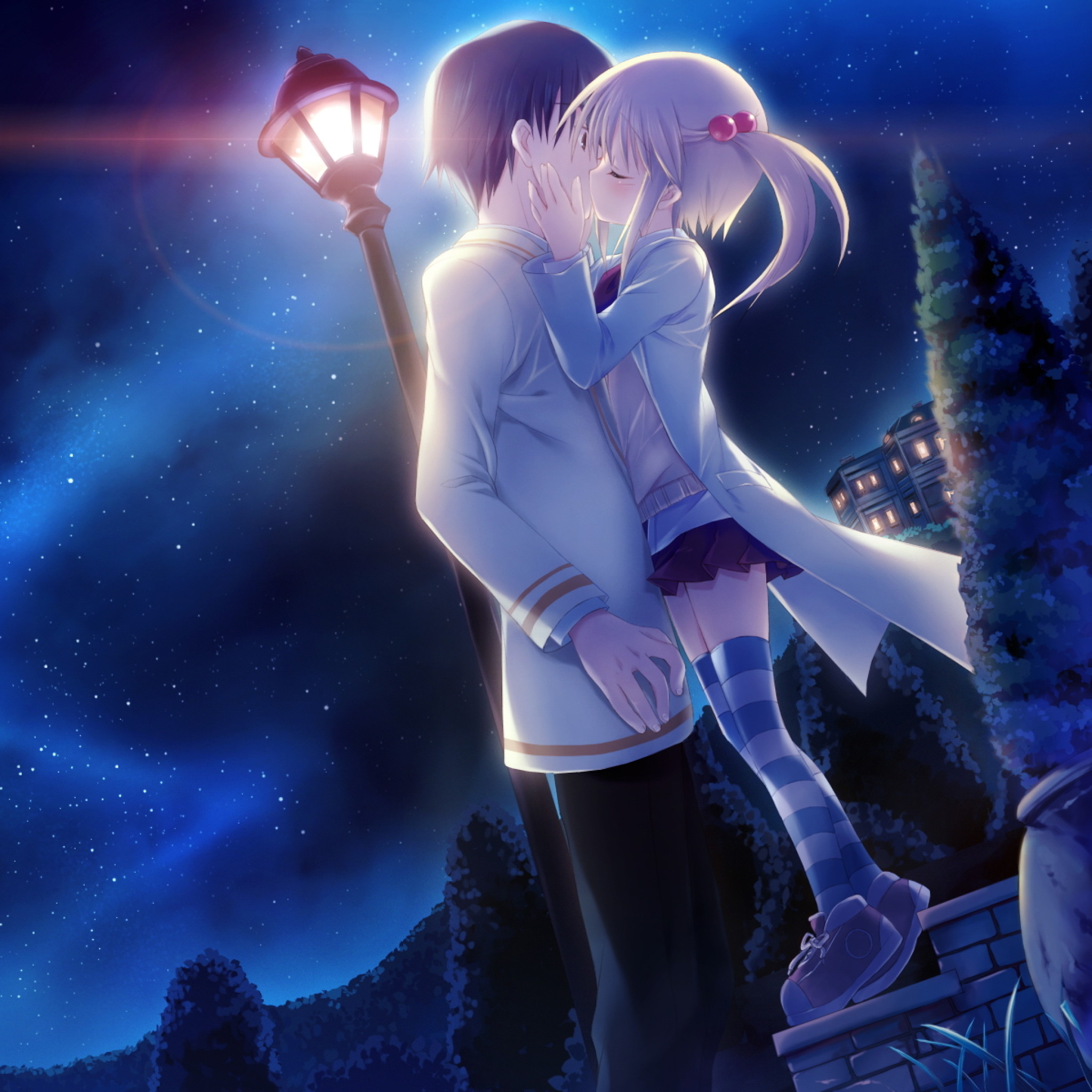 wallpaper night love,light,sky,anime,romance,interaction