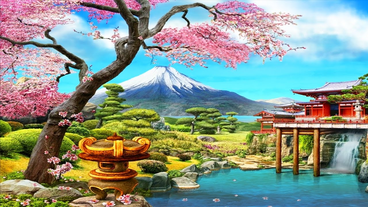 screensavers and wallpaper,natural landscape,nature,tree,spring,japanese architecture