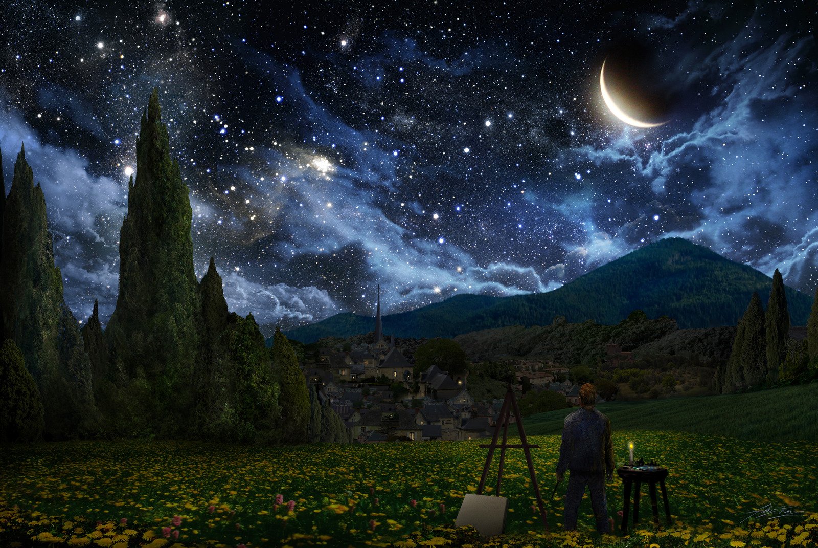 night wallpaper,sky,nature,natural landscape,astronomical object,light