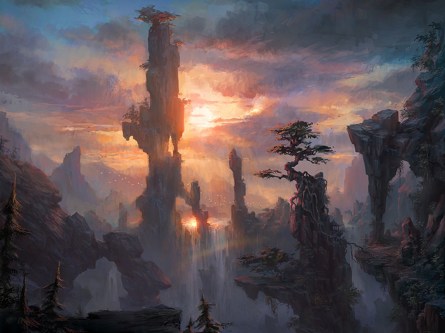 fantasy wallpaper,sky,geological phenomenon,cg artwork,painting,action adventure game