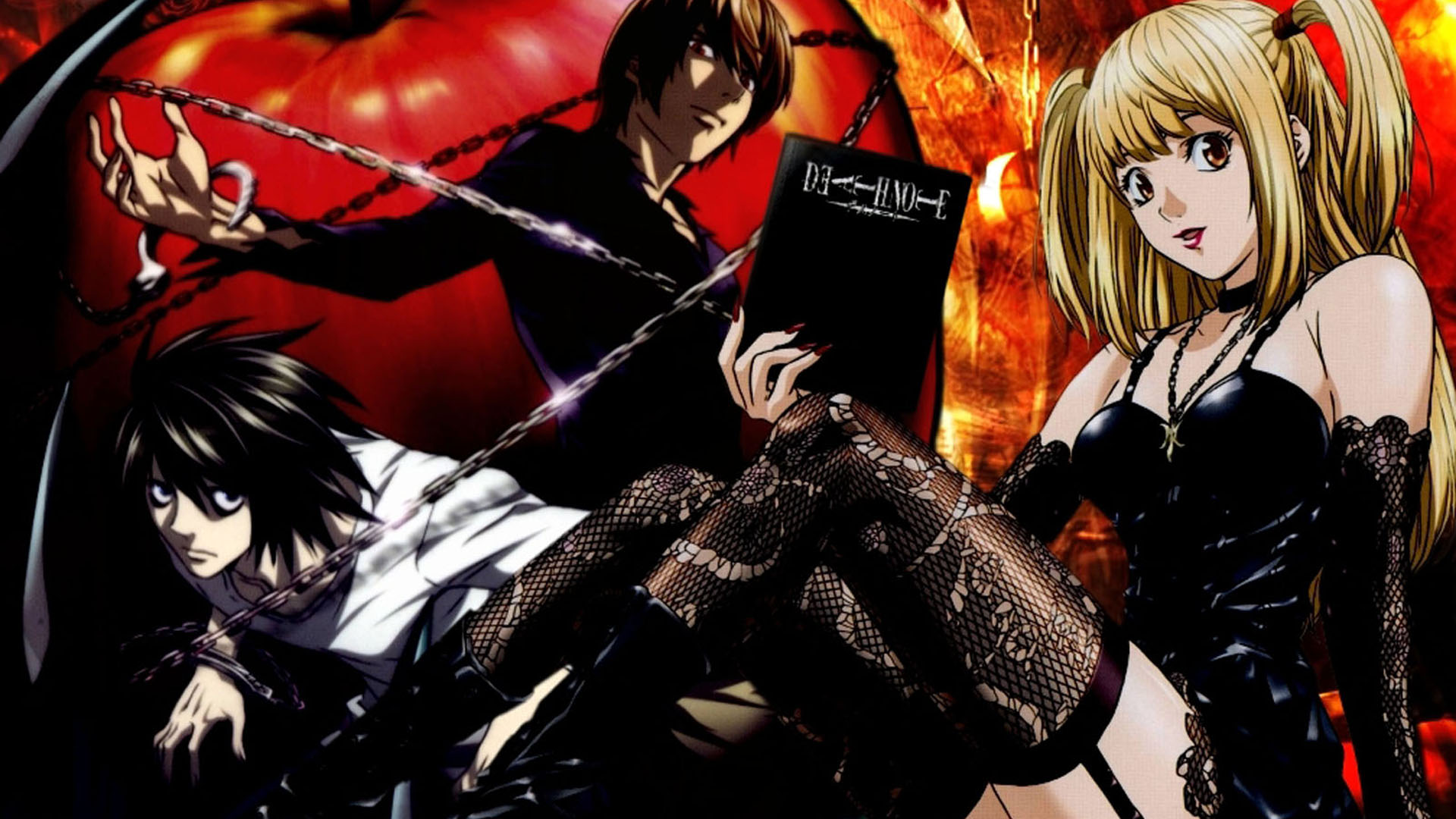 death note wallpaper,cartoon,anime,cg artwork,black hair,fiction