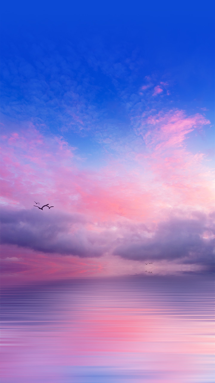 lg wallpaper,sky,blue,cloud,pink,daytime