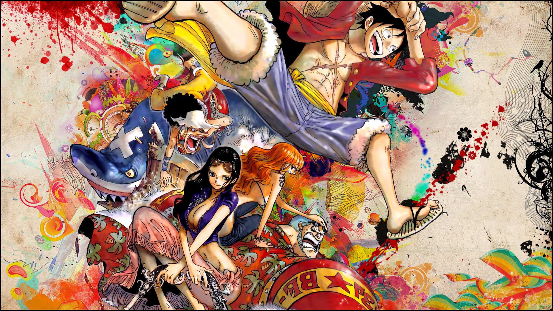 one piece wallpaper hd,art,illustration,painting,visual arts,modern art