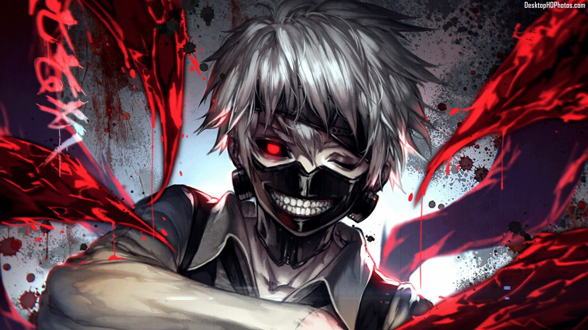 fond d'écran kaneki,personnage fictif,oeuvre de cg,anime,démon,illustration