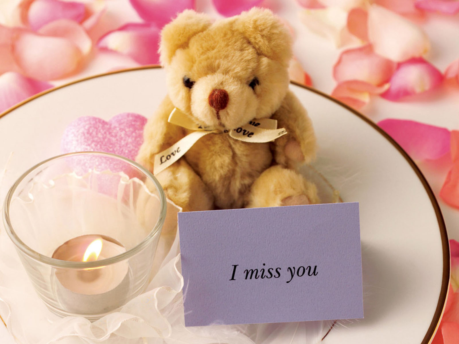 i miss you wallpaper,teddy bear,pink,stuffed toy,party favor,toy