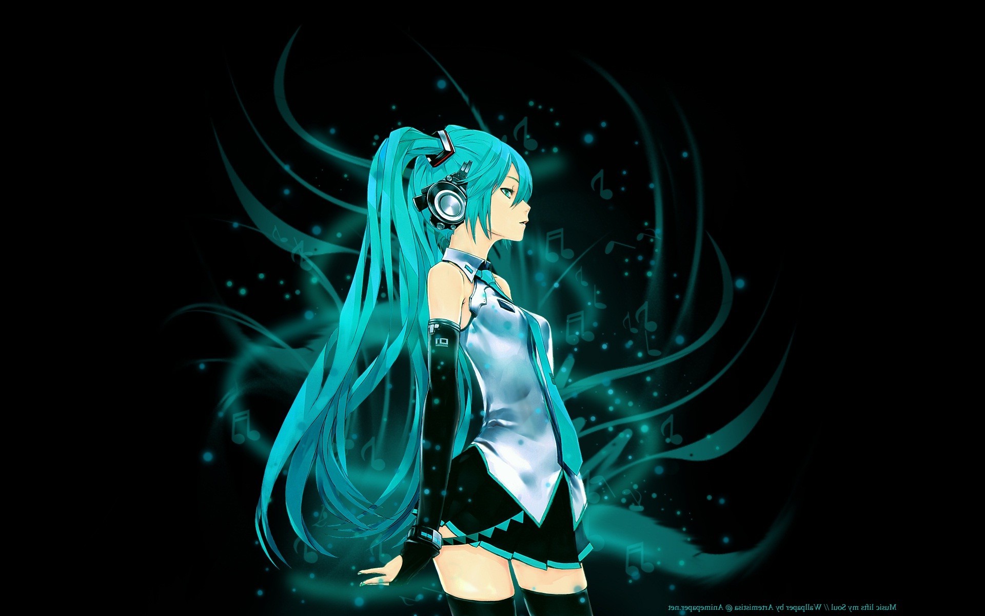 fond d'écran hatsune miku,oeuvre de cg,anime,dessin animé,aqua,illustration