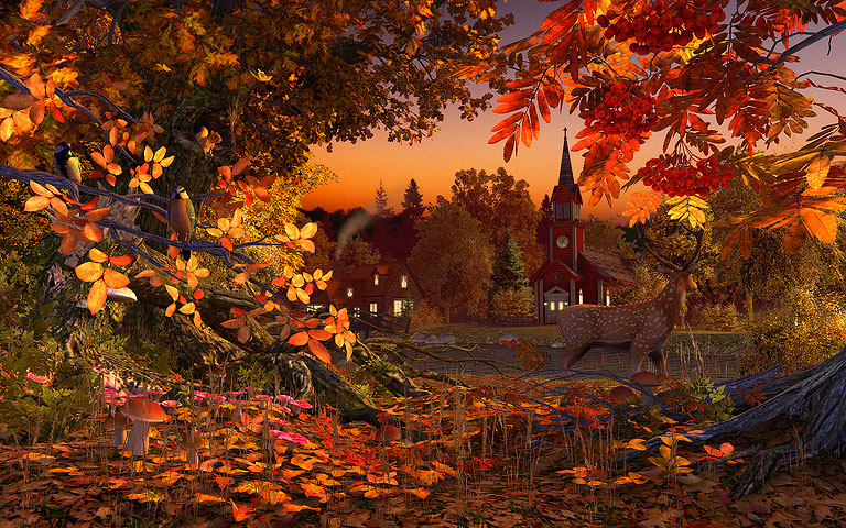 壁紙アニメーション,自然,葉,木,秋,自然の風景