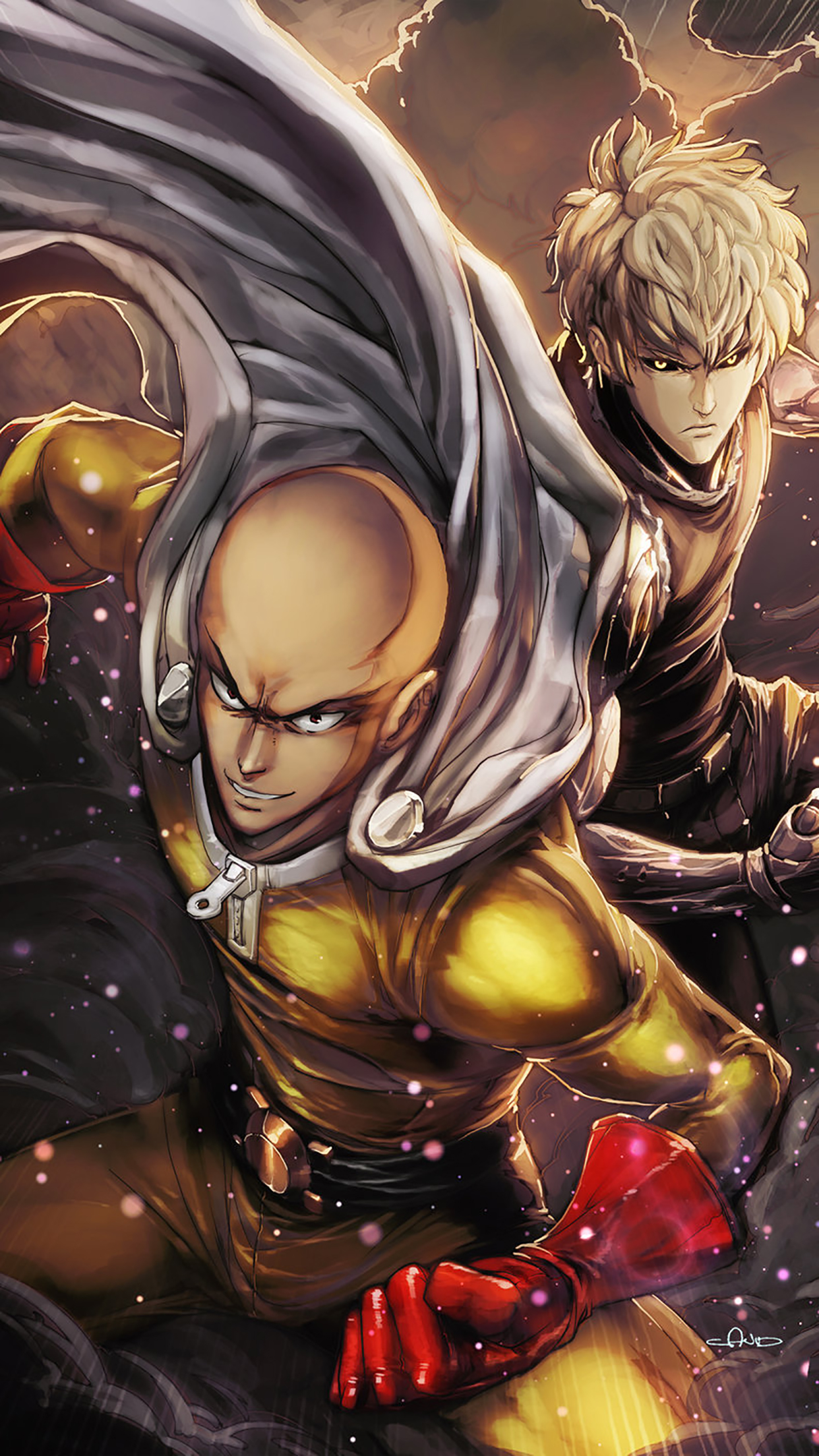 fond d'écran one punch man,oeuvre de cg,illustration,personnage fictif,dessin animé,art