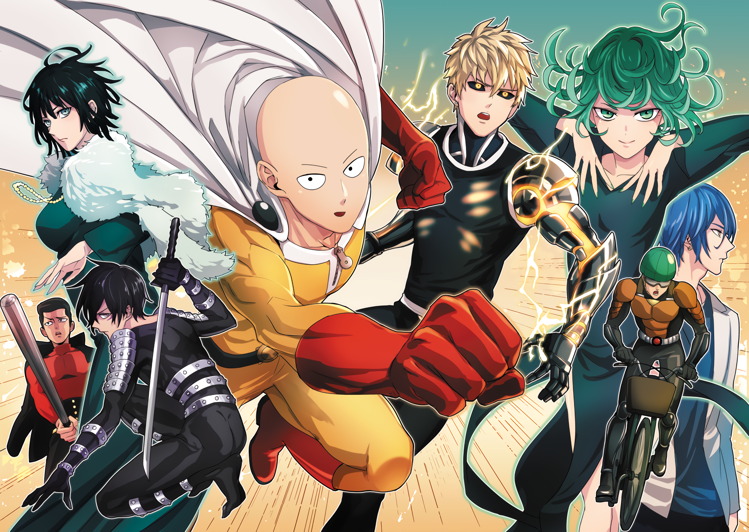 fondo de pantalla de one punch man,dibujos animados,anime,cg artwork,dibujos animados,cabello negro