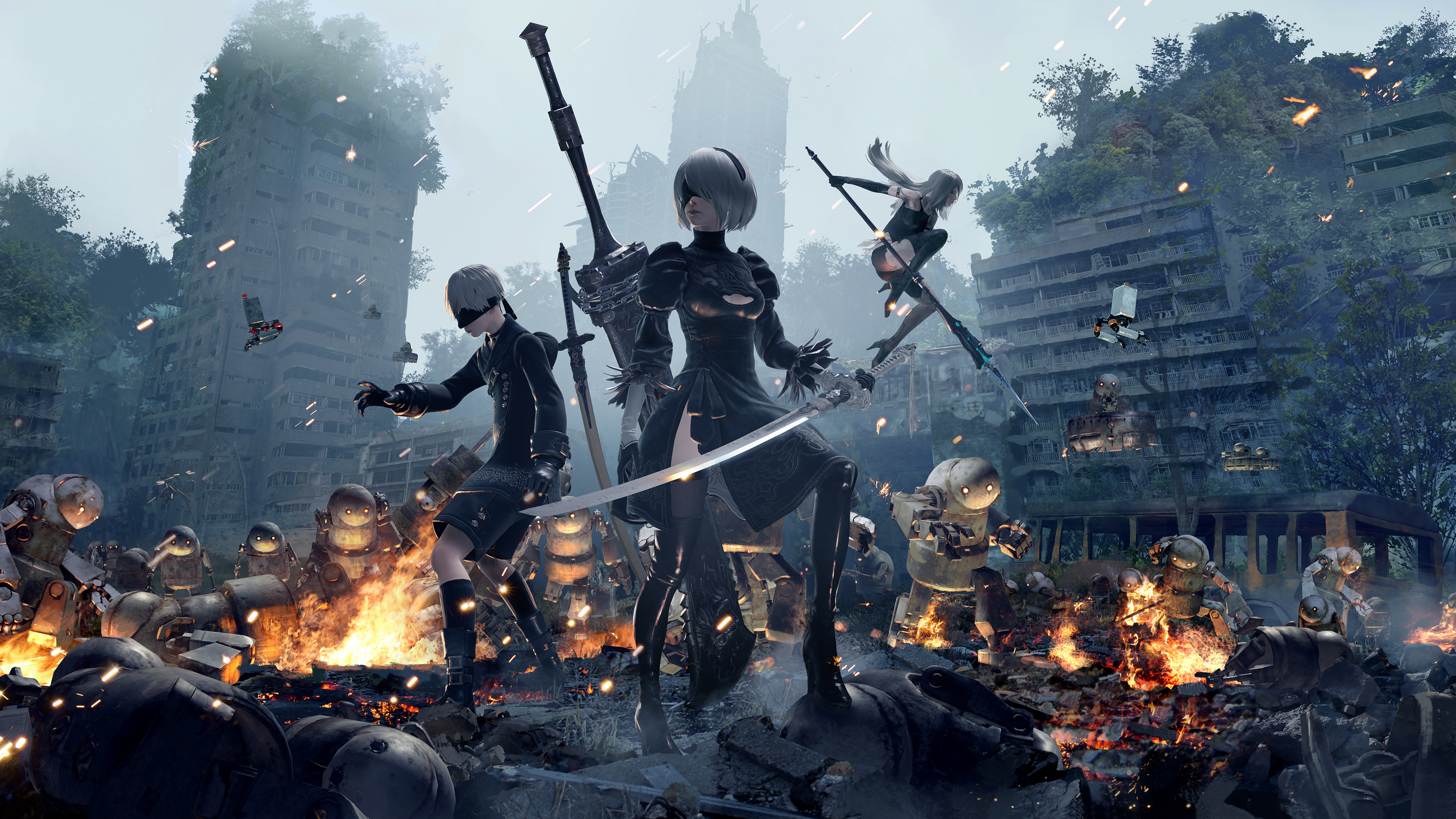 nier automata wallpaper,action adventure game,strategy video game,pc game,rebellion,battle