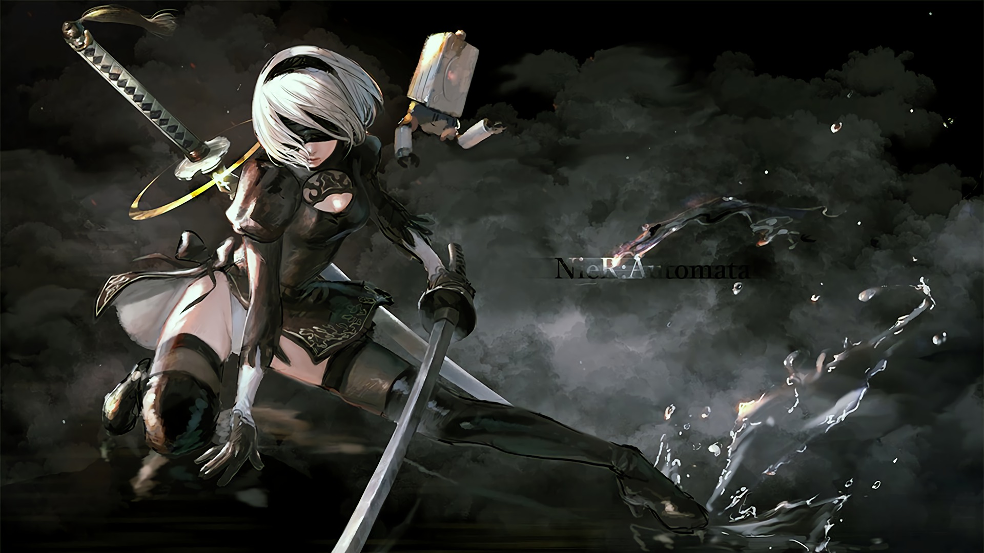 nier automata wallpaper,cg artwork,pc game,anime,action adventure game,darkness