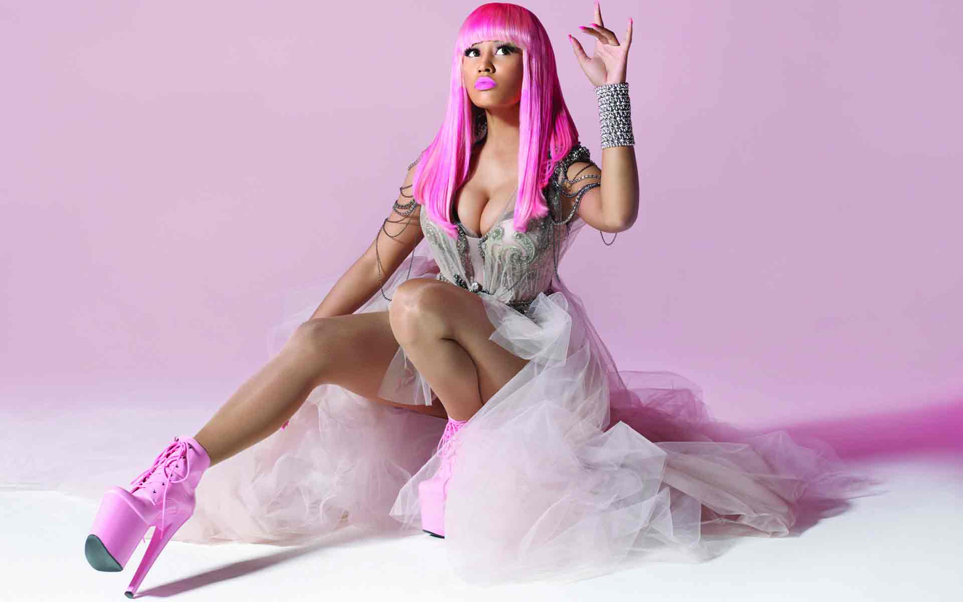 nicki minaj wallpaper,pink,footwear,shoe,photography,costume