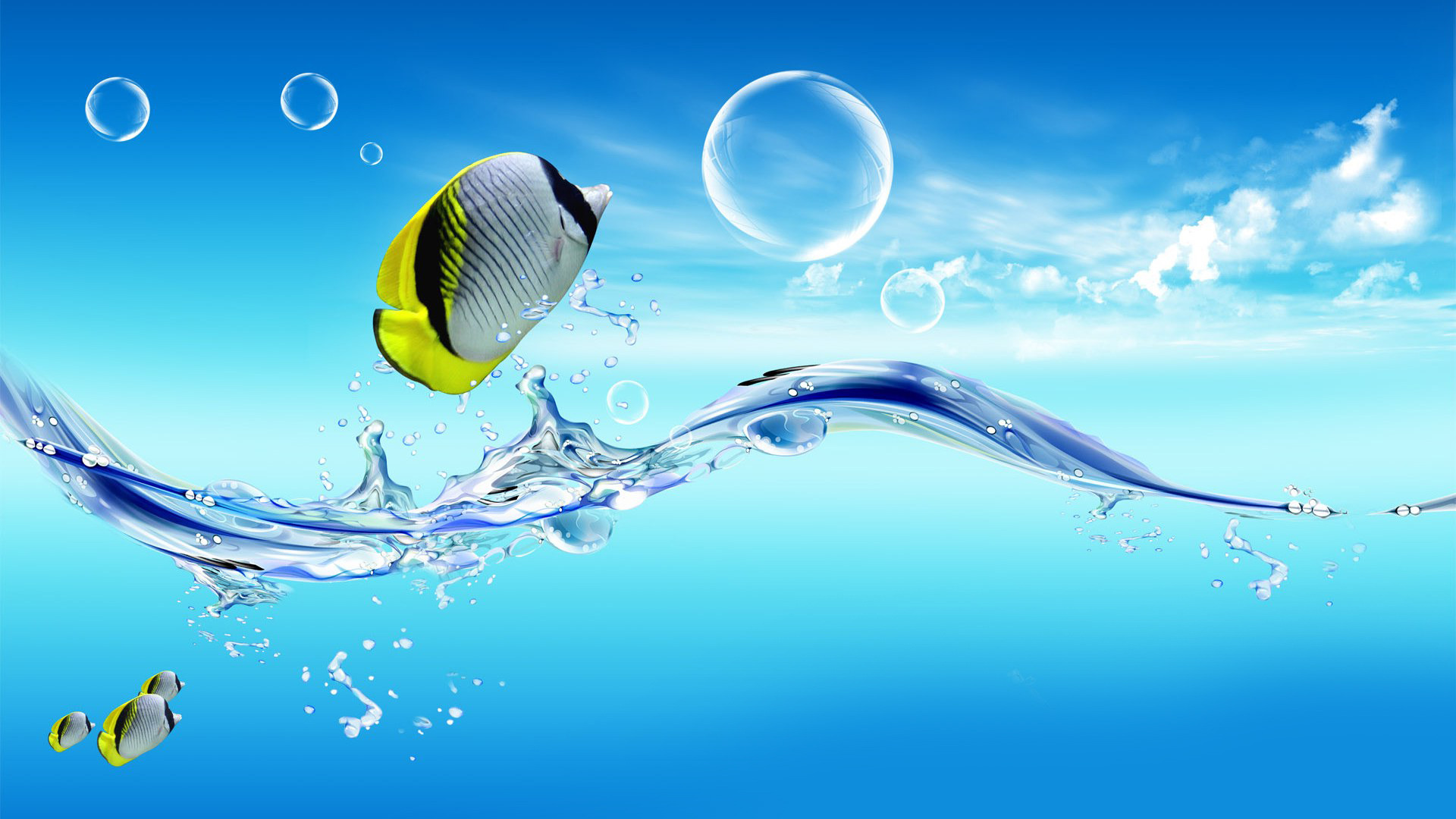 wallpaper fish in water,water,sky,liquid,illustration,sea