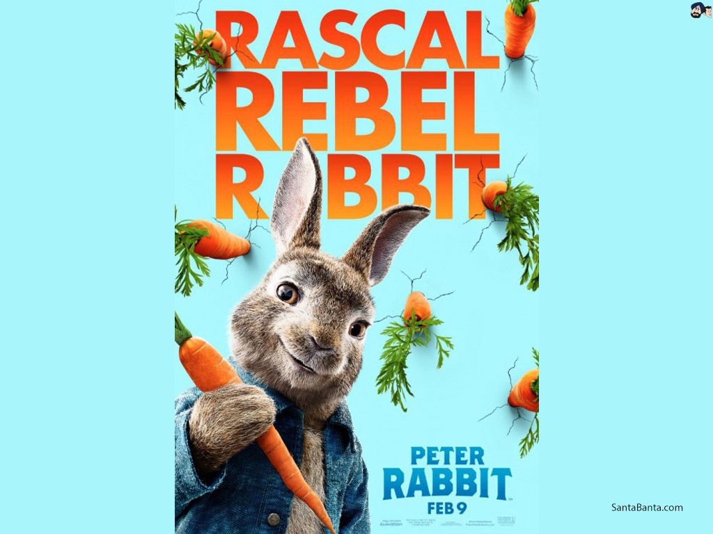peter rabbit wallpaper,rabbit,organism,rabbits and hares,carrot,text