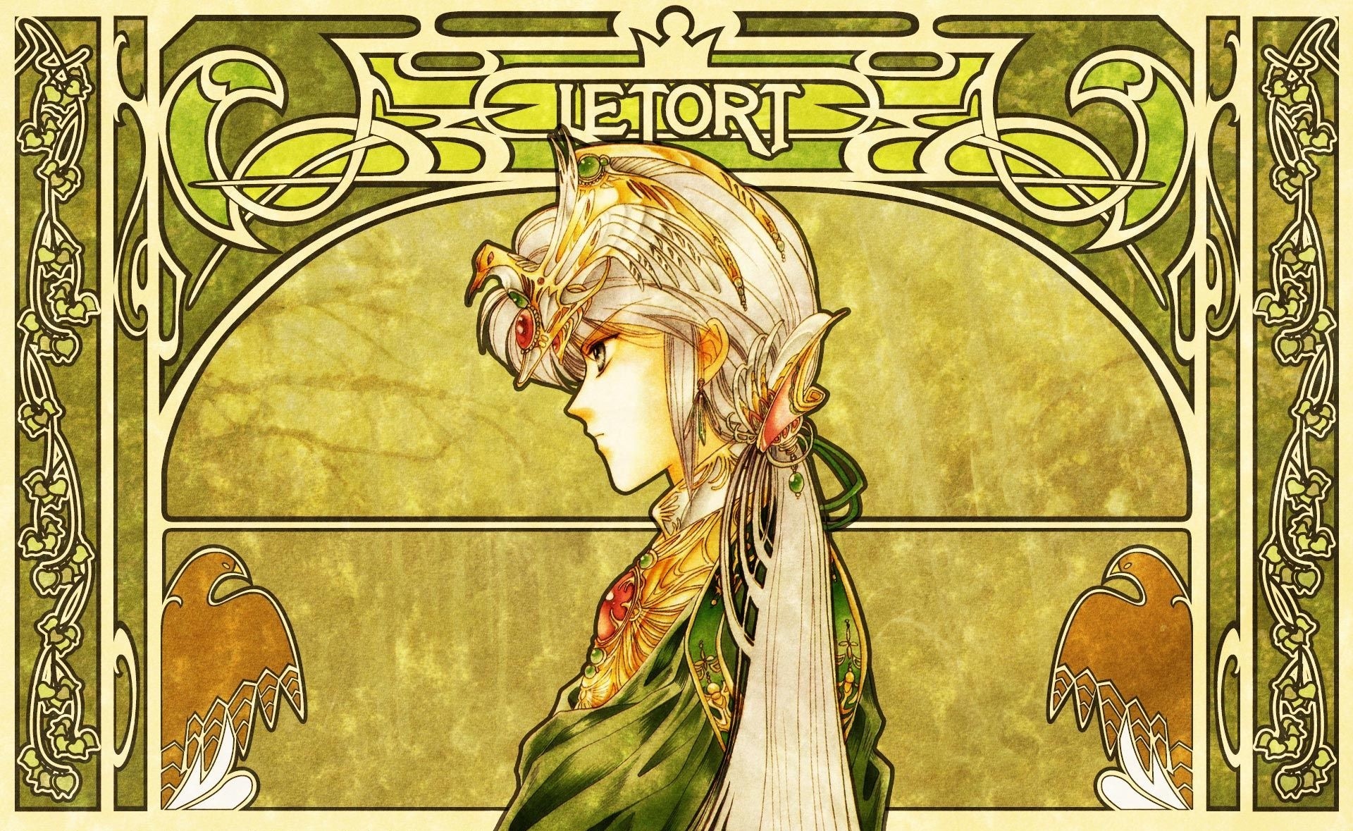 art nouveau wallpaper,games,art,fictional character,mythology,illustration