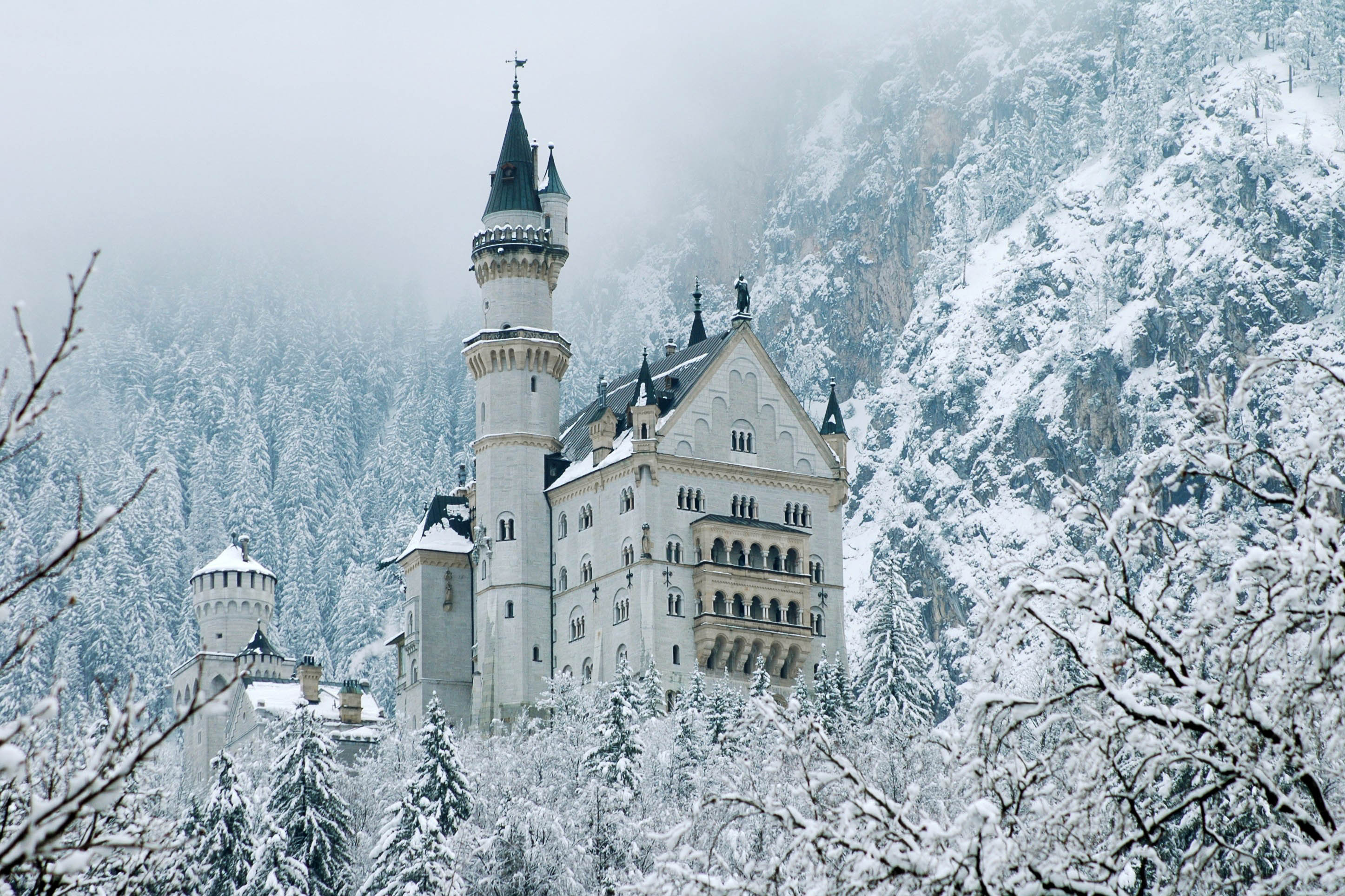 城の壁紙,冬,雪,建物,霜,凍結
