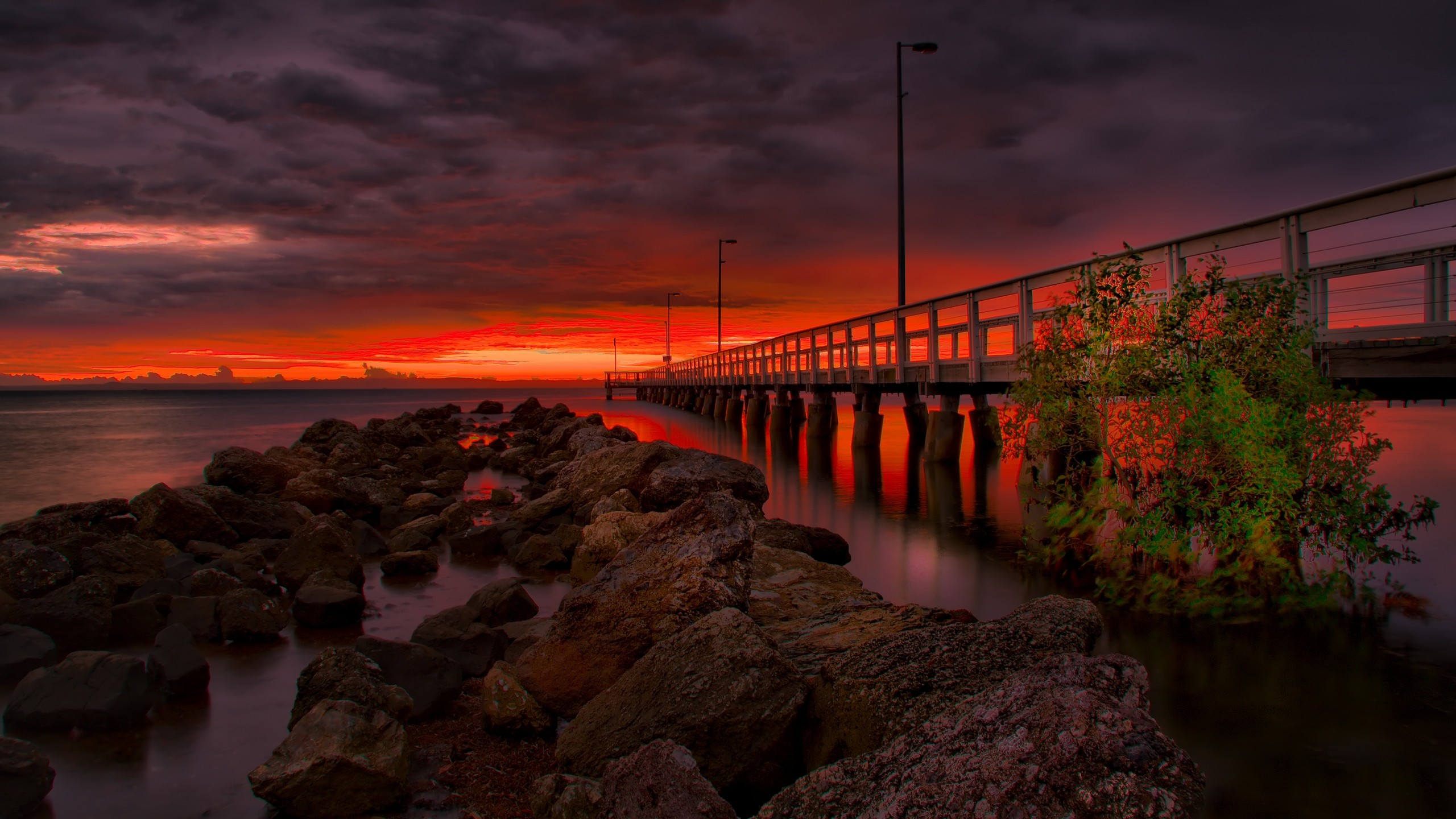 wallpaper gallery,sky,nature,water,bridge,sunset