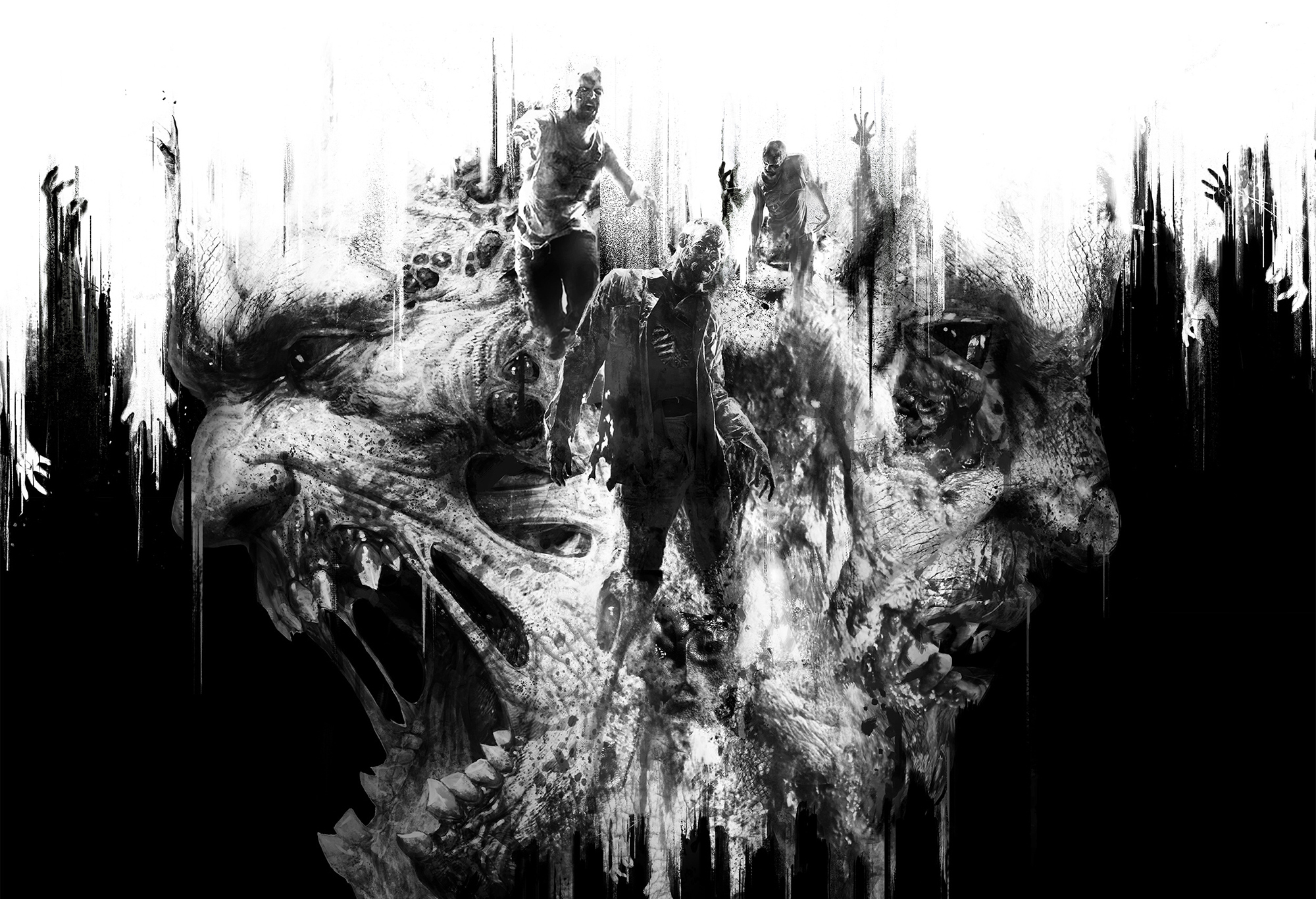 zombie wallpaper,black,black and white,monochrome photography,water,monochrome