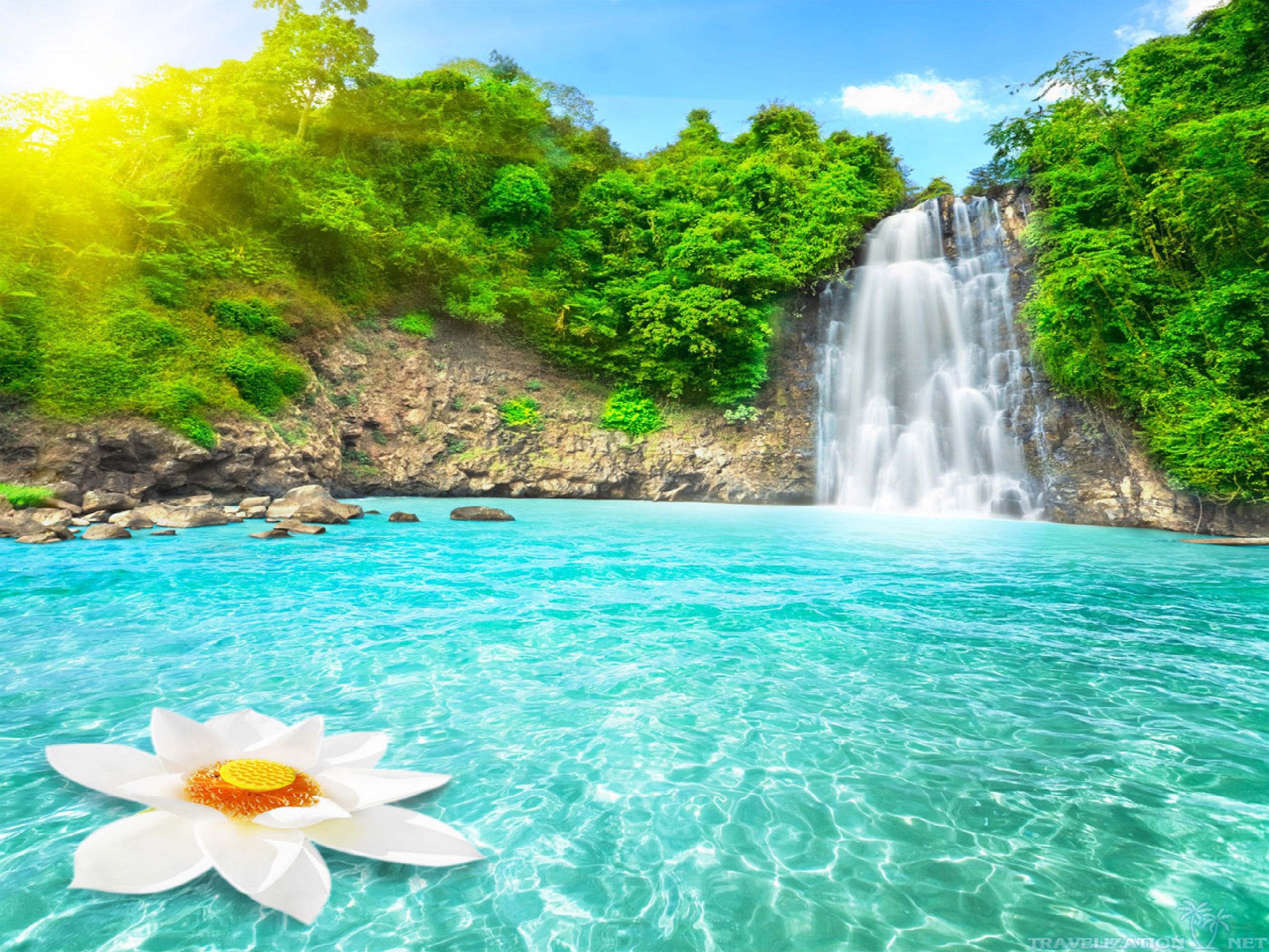 paradise wallpaper,waterfall,water resources,body of water,natural landscape,nature