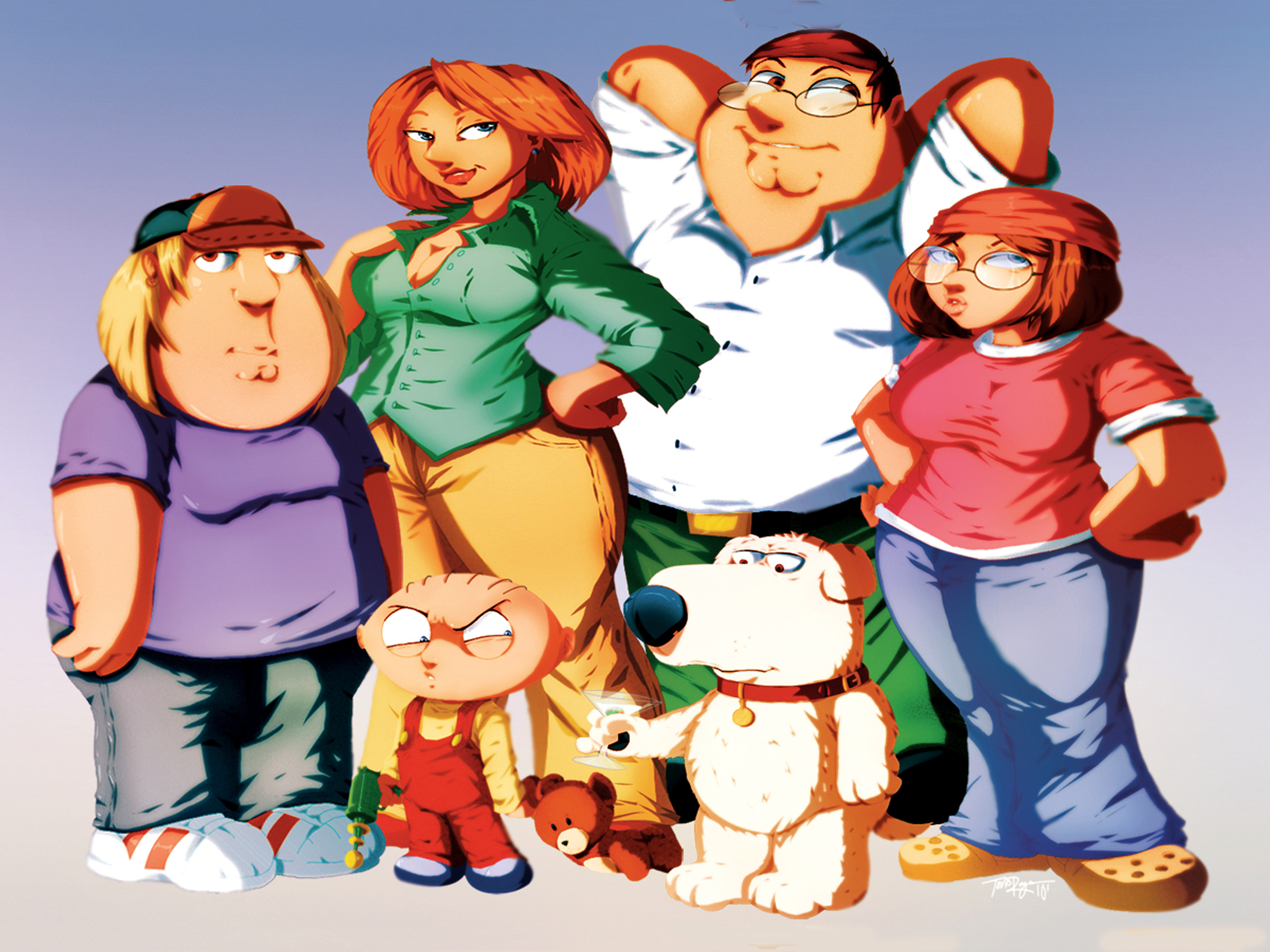 family guy wallpaper,animated cartoon,cartoon,people,social group,illustration