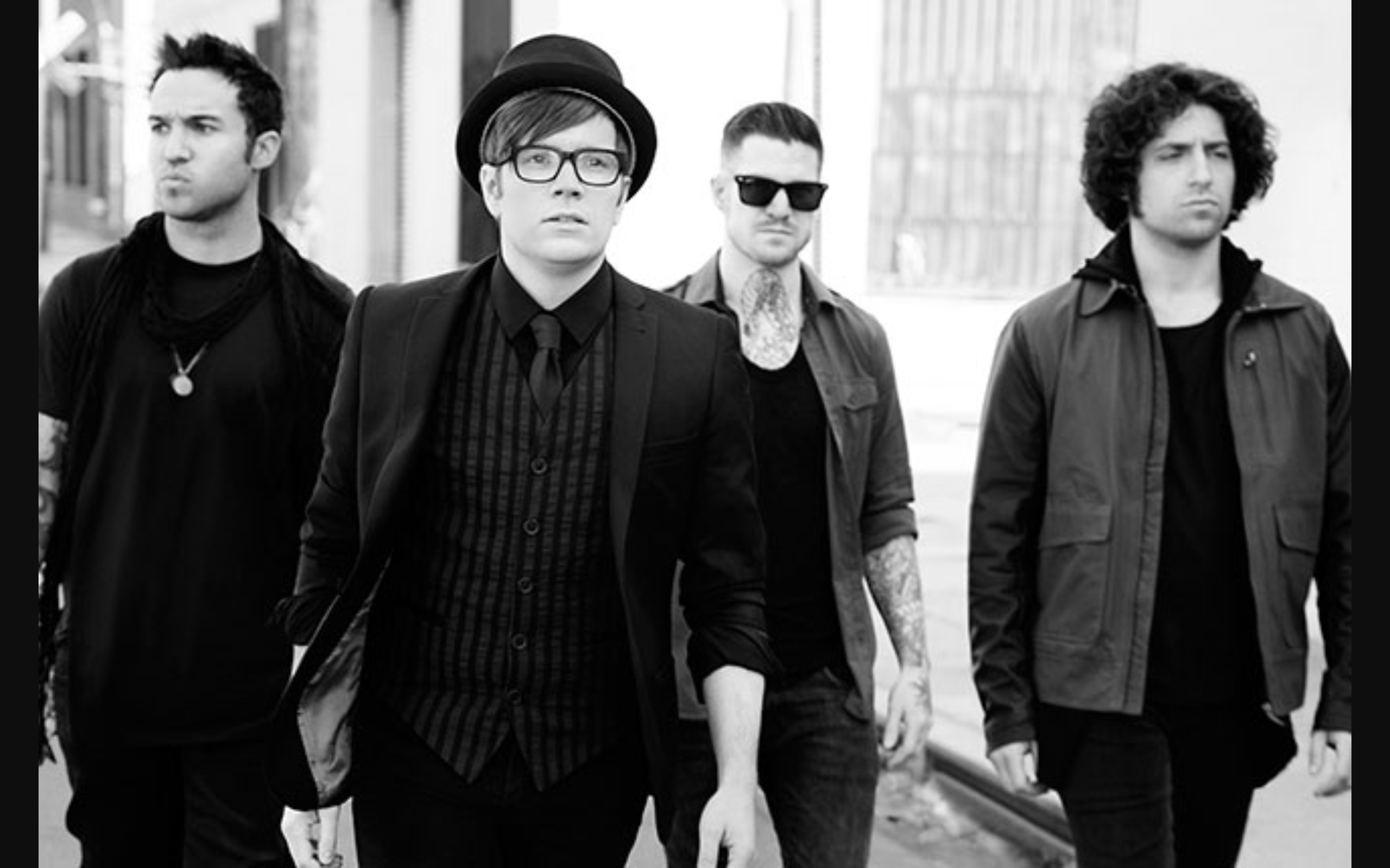 fall out boy wallpaper,social group,black and white,team,event,photography